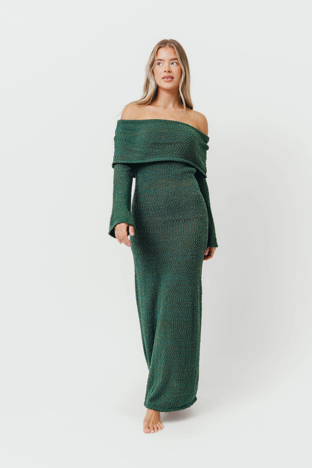 Nora Knit Maxi Dress in Hunter Green - Bump Friendly Body Safe