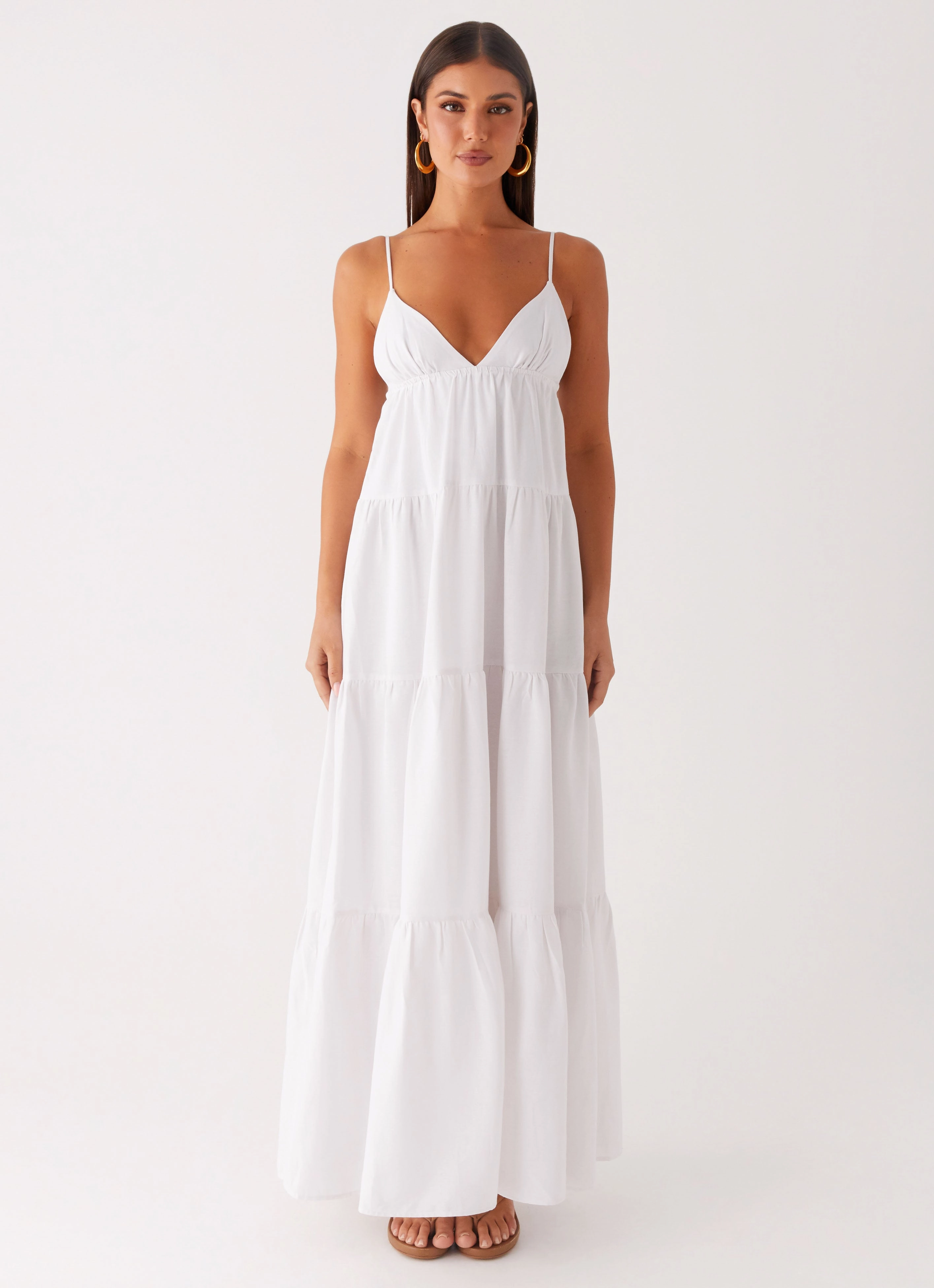 Lotty Linen Maxi Dress - White Neutral-Shade