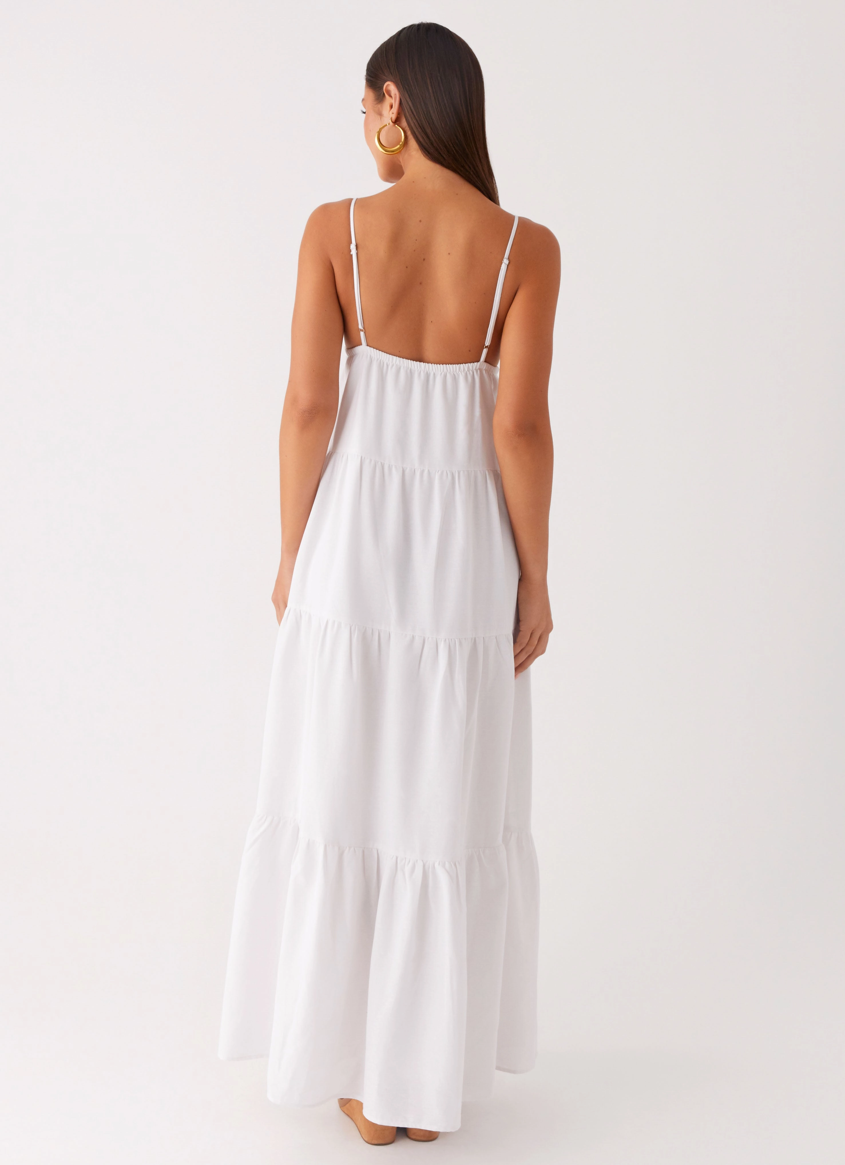 Event Glow Lotty Linen Maxi Dress - White