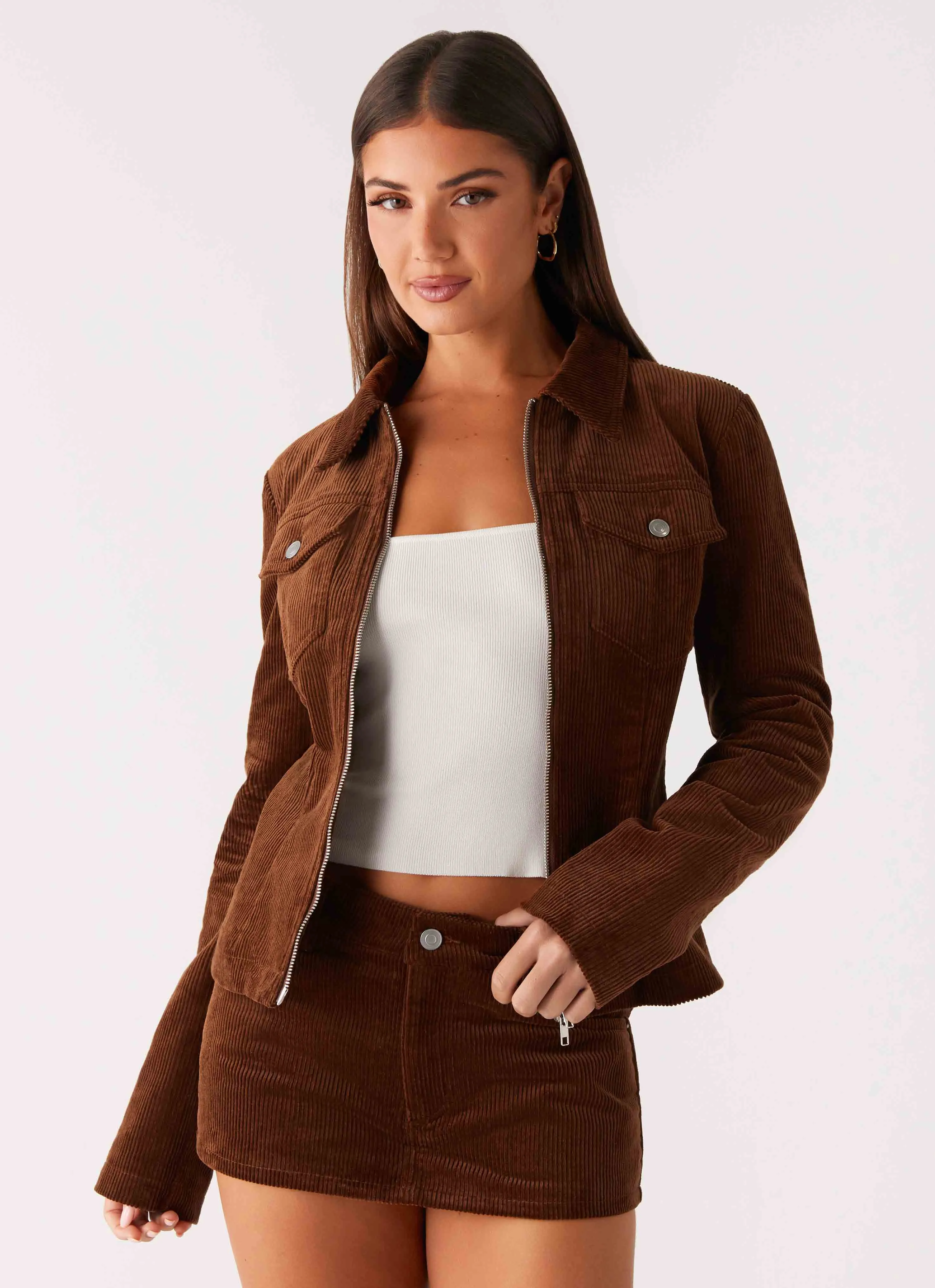 Taliyah Cord Jacket - Walnut Double Layered Cuffs