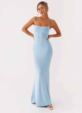 Talk About Us Maxi Dress - Blue Elegant Motion Flared-Hem
