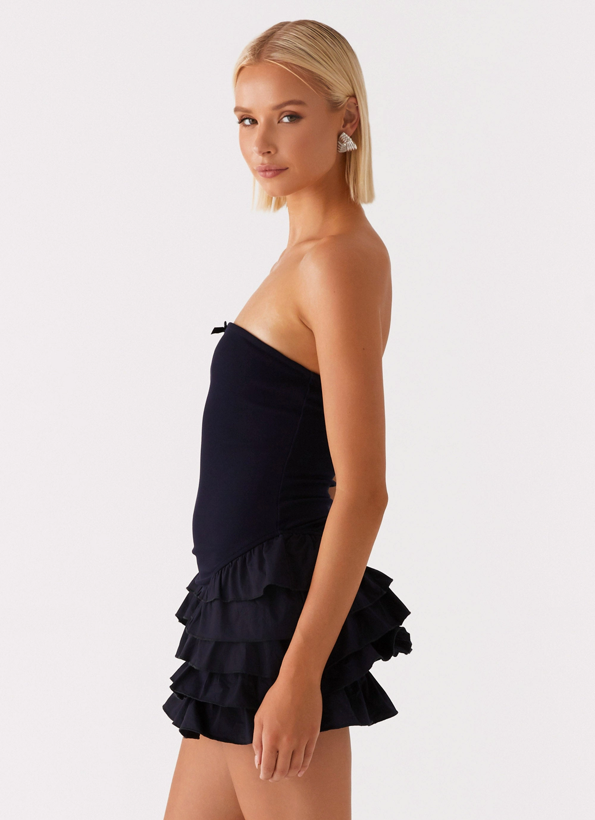 Embroidered-Sleeve Tamay Mini Dress - Navy