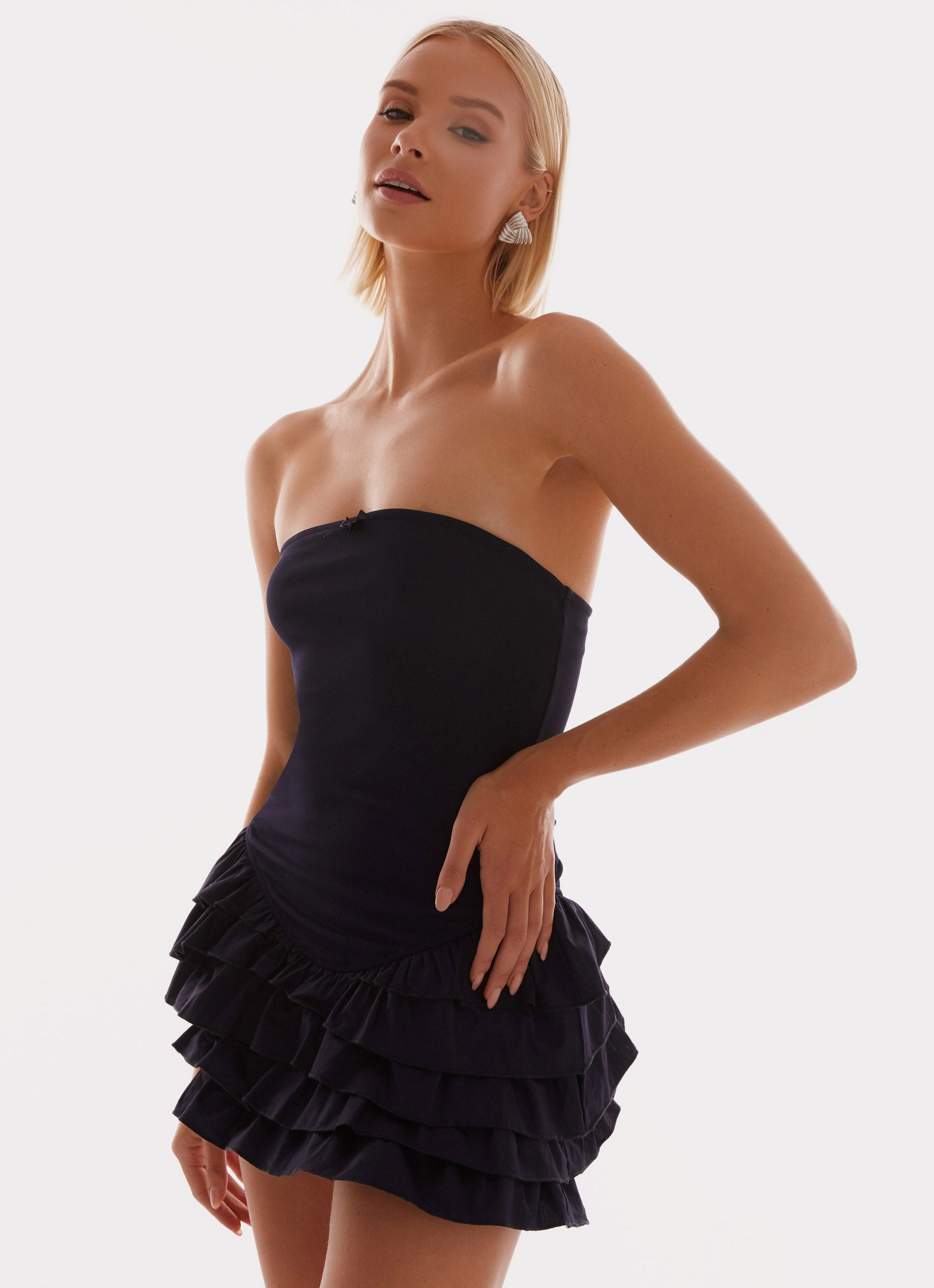 Silky Touch Tear-resistant Tamay Mini Dress - Navy