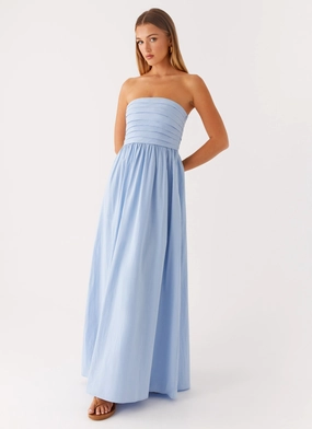 Tamia Maxi Dress - Blue Zip-Closure Cozy Layers