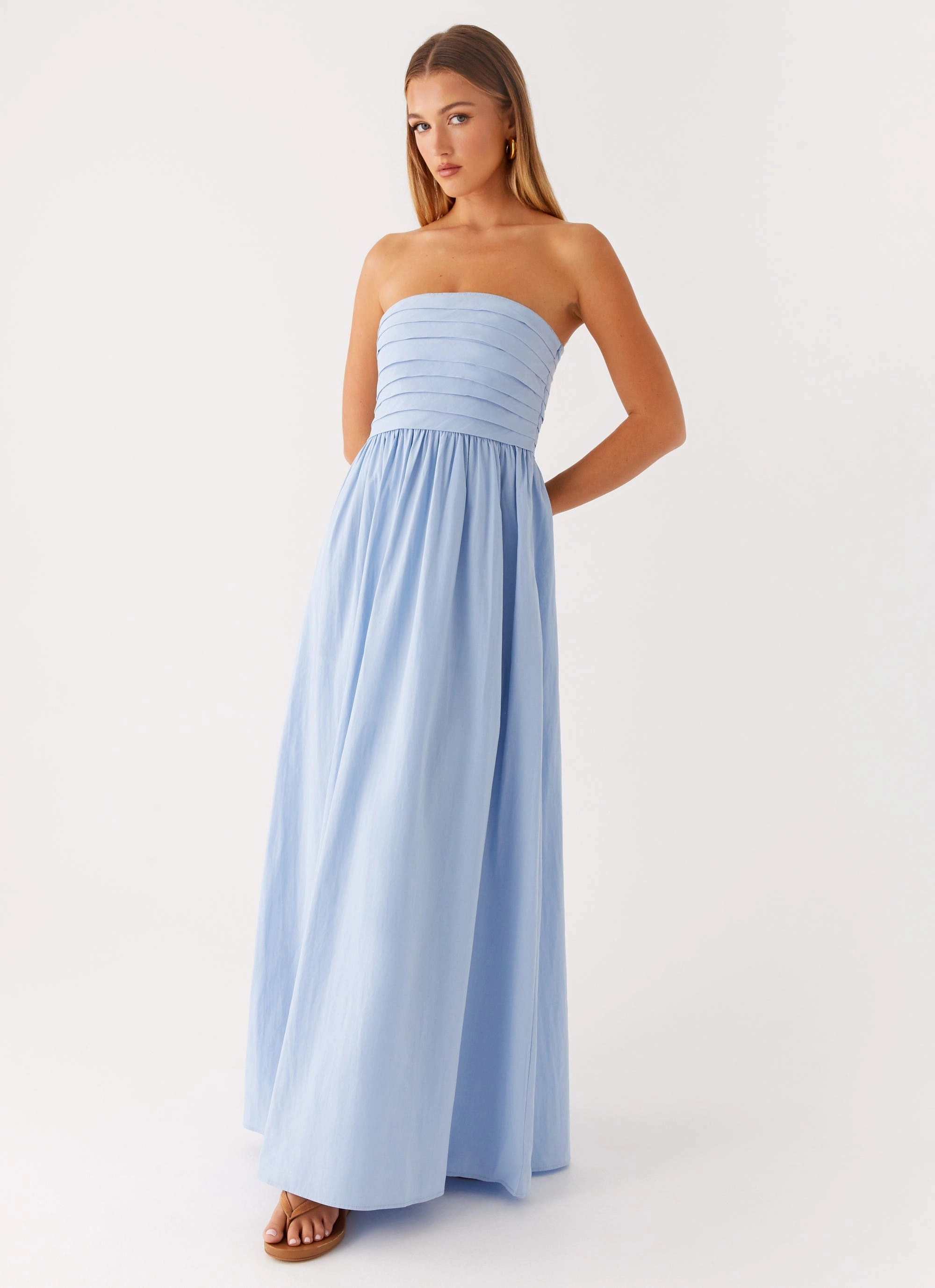 Tamia Maxi Dress - Blue Zip-Closure Cozy Layers