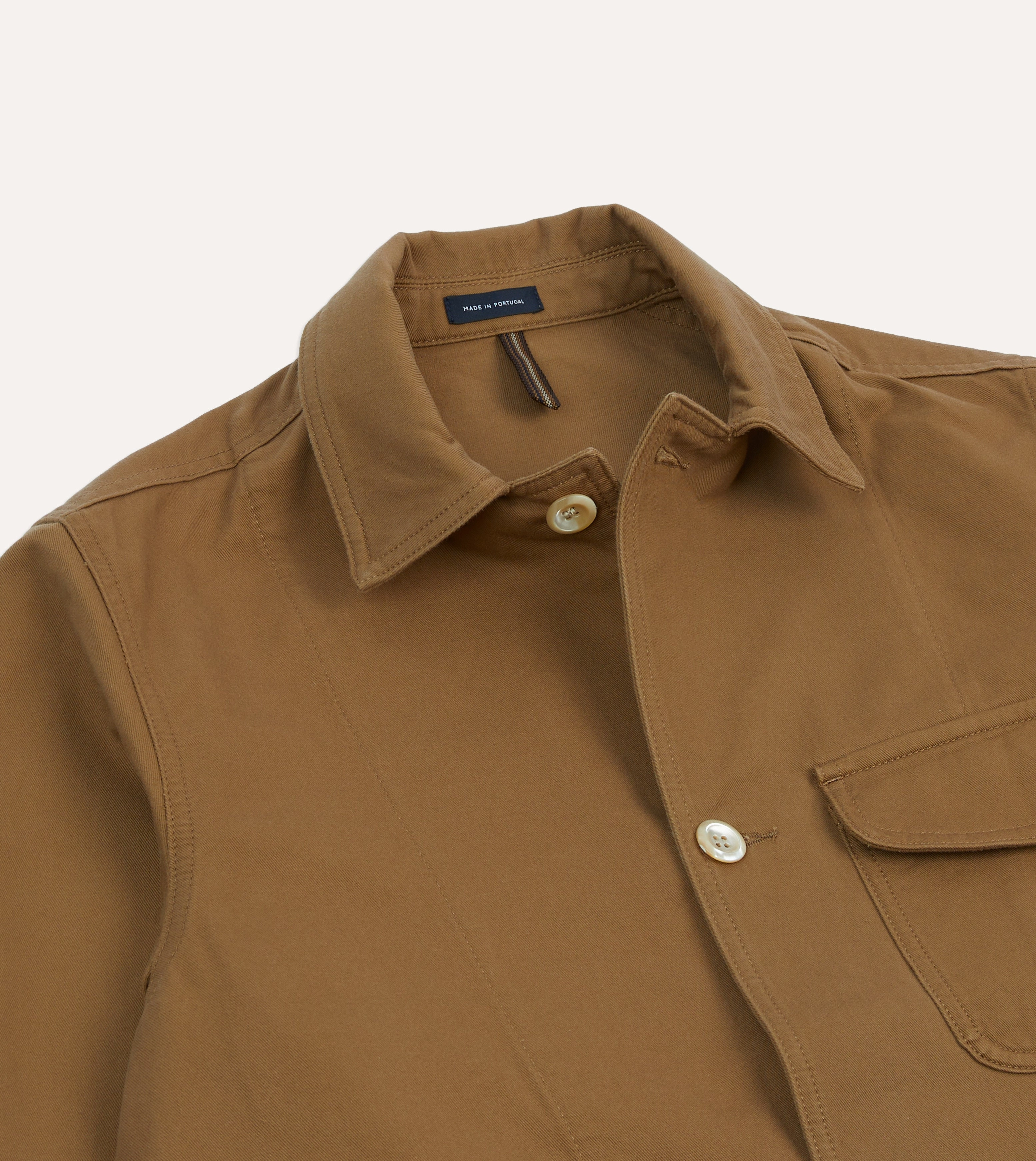 Eco Friendly Material Tan Cotton Three-Pocket Chore Jacket