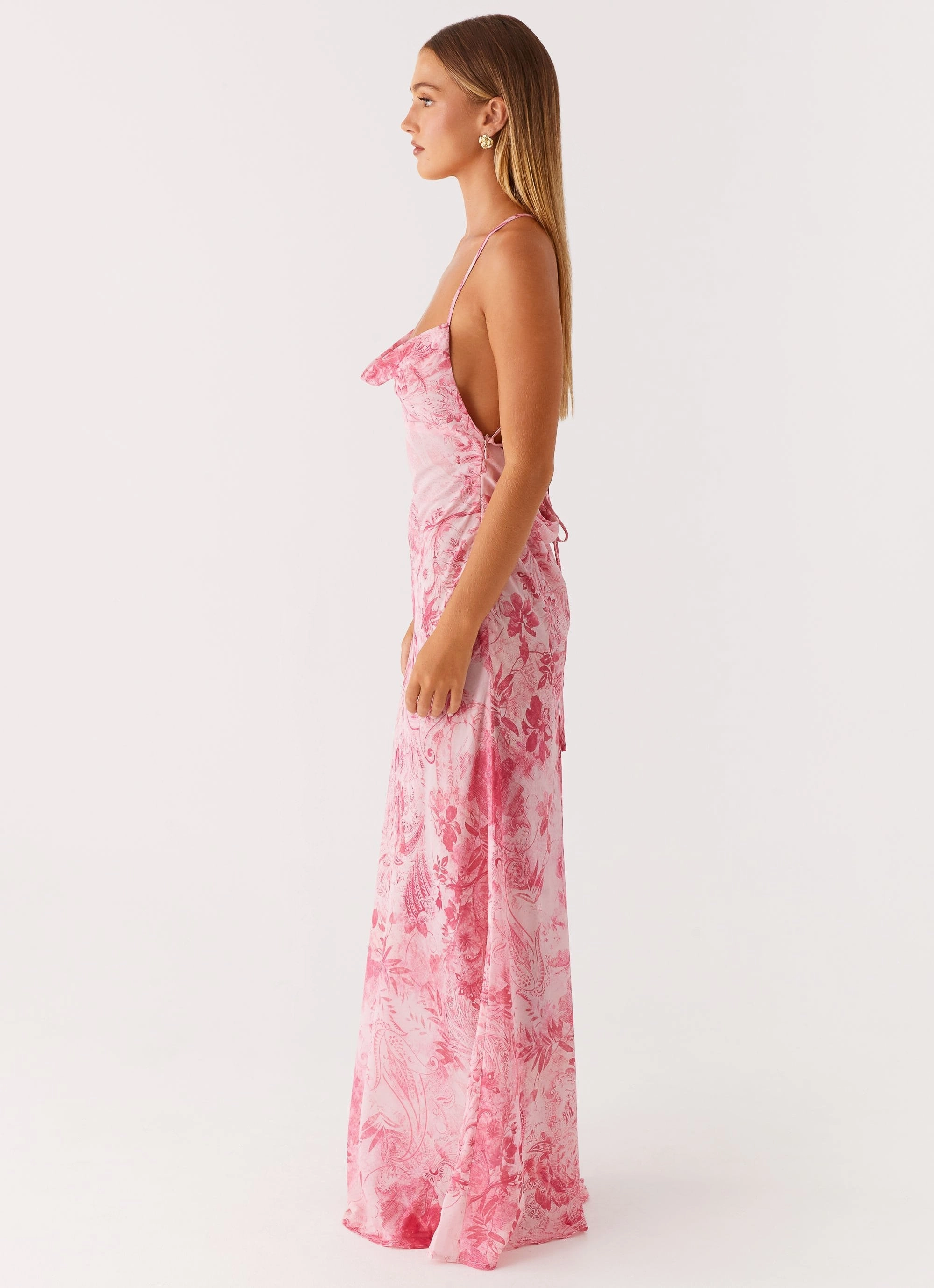 Statement Mood Comfortable Cut Tara Maxi Dress - Pink Print