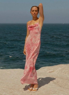 Tara Maxi Dress - Pink Print Hot Now