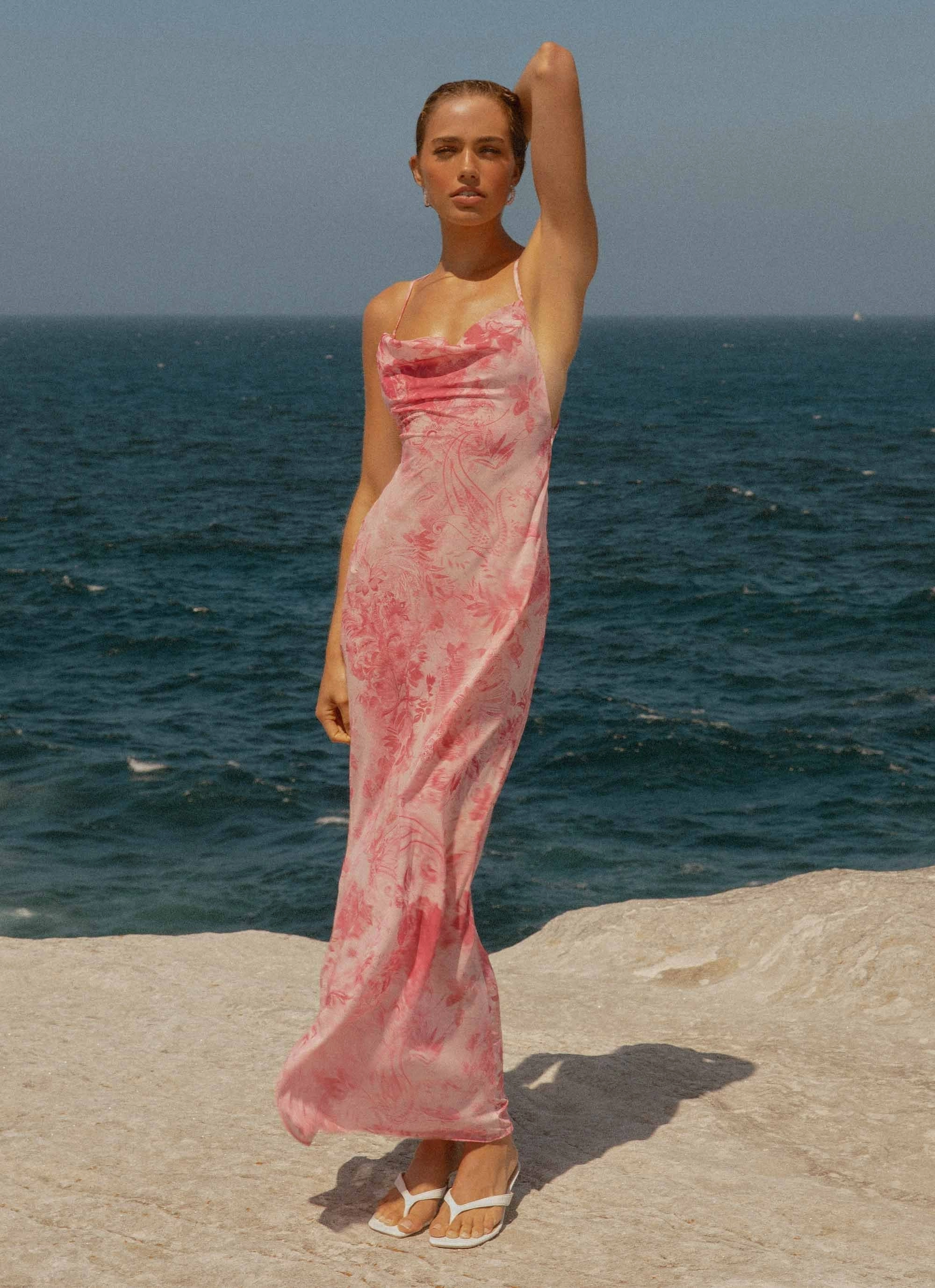 Tara Maxi Dress - Pink Print Hot Now