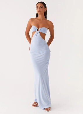 Tatiana Maxi Dress - Blue Feminine Design Smart Piece