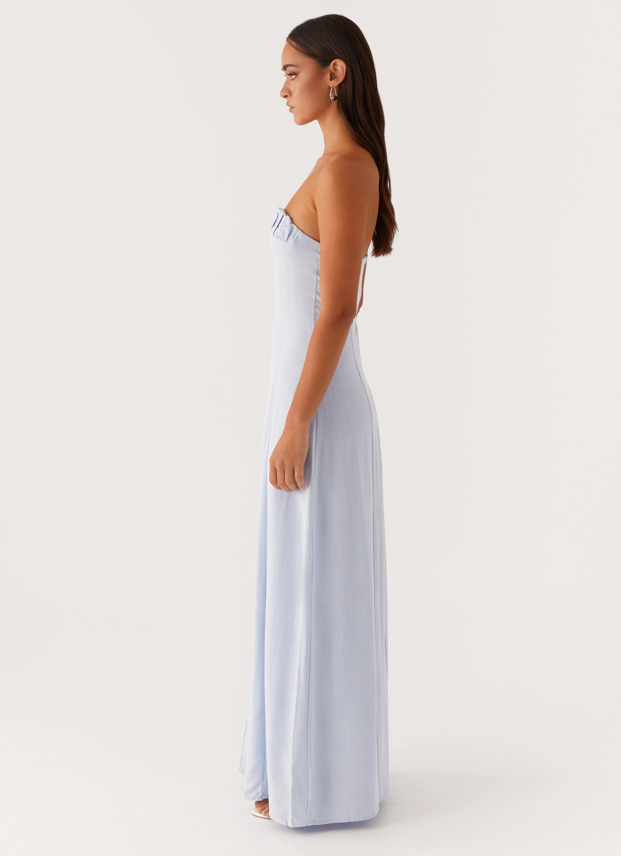 Tayla Linen Maxi Dress - Blue Eco-Lining