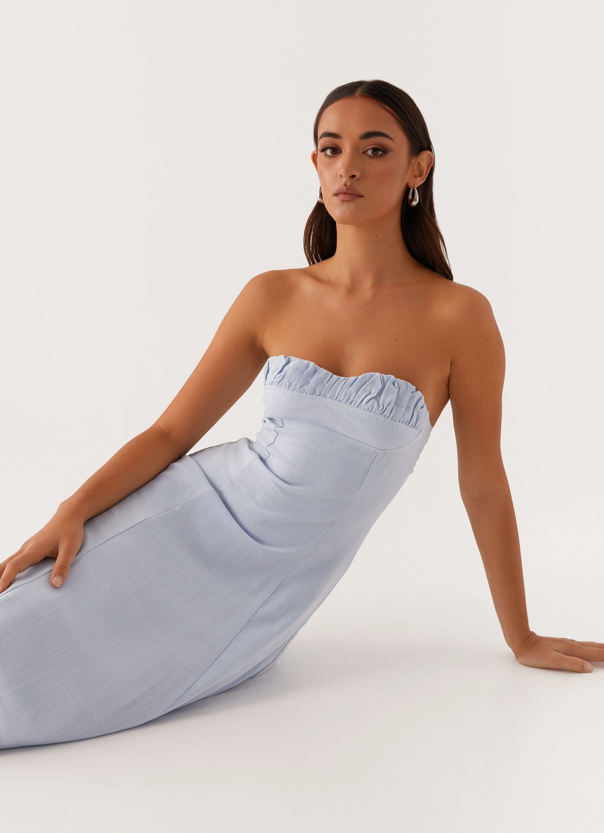 Tayla Linen Maxi Dress - Blue Night wear Comfy Look