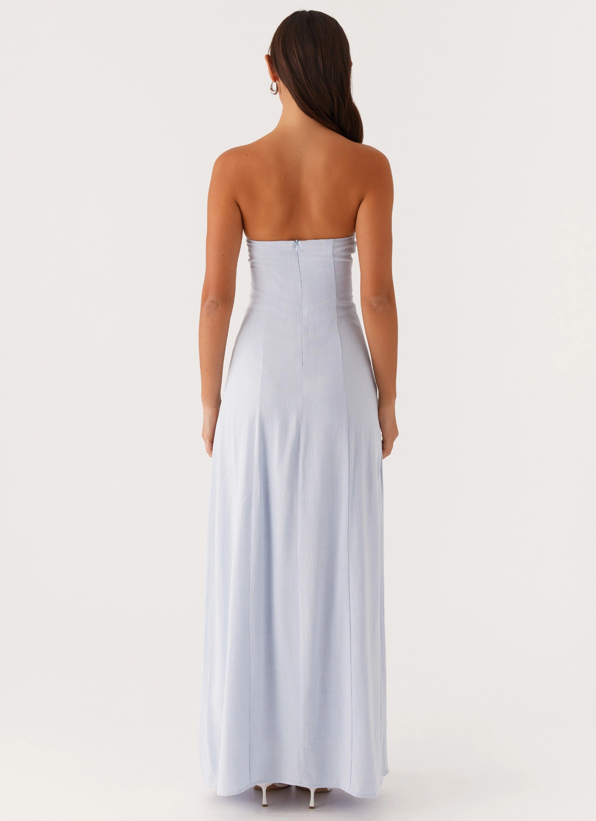 Tayla Linen Maxi Dress - Blue Feminine Style