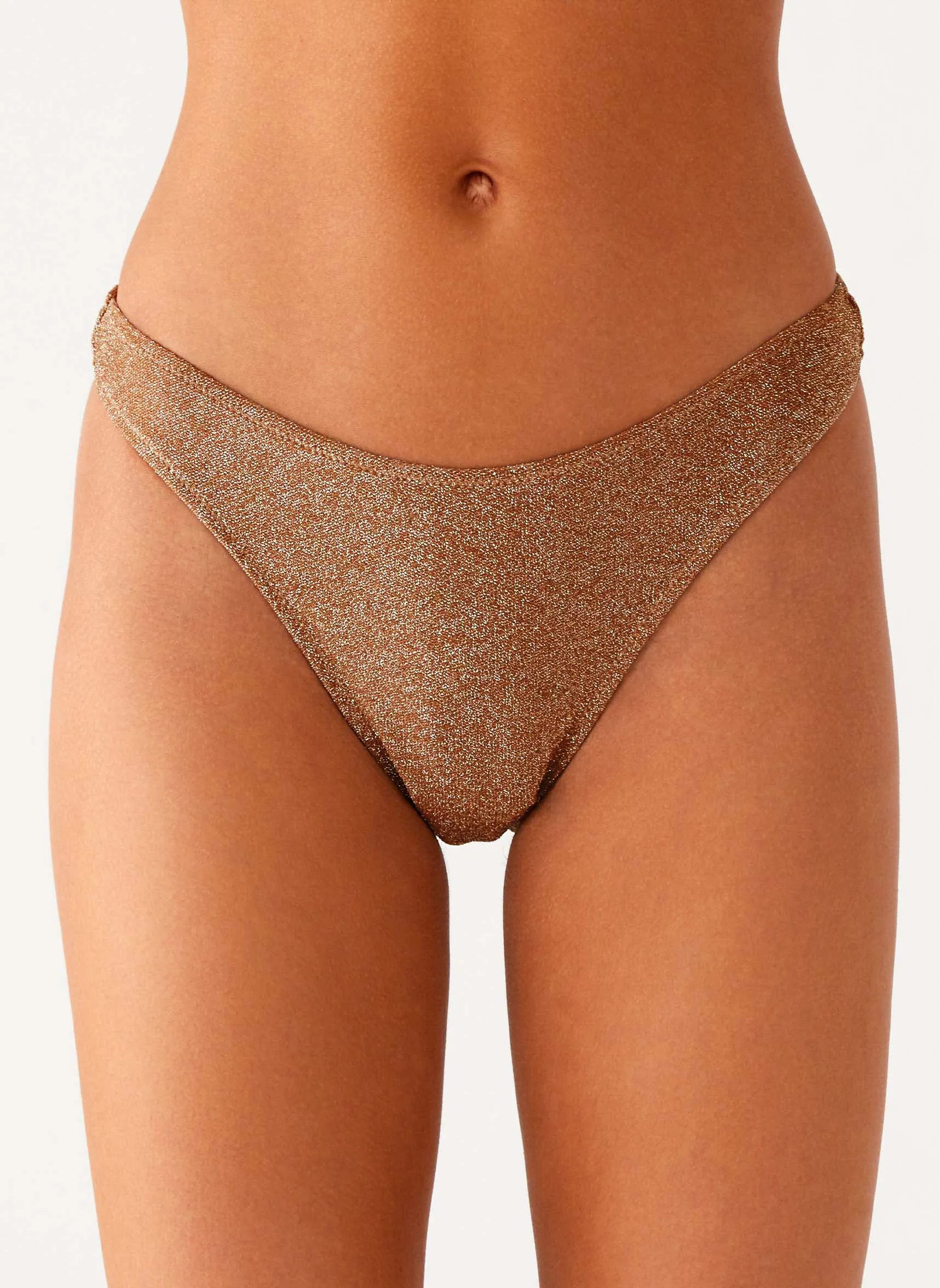 Glide Free Shoulder Padding Sun Spell Bikini Bottom - Gold