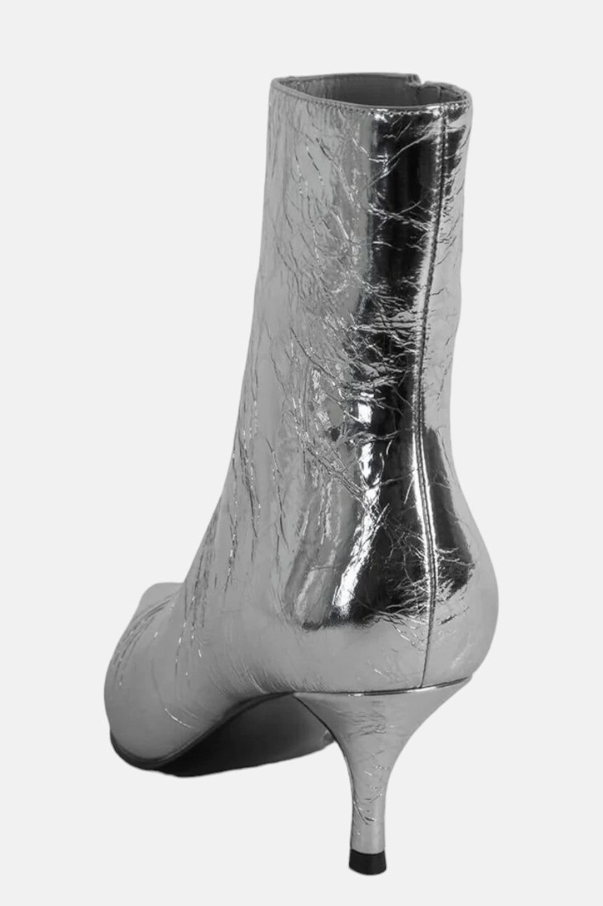 Water Resistant Jeffrey Campbell Sindee-Mh Ankle Boot in Silver Crinkle