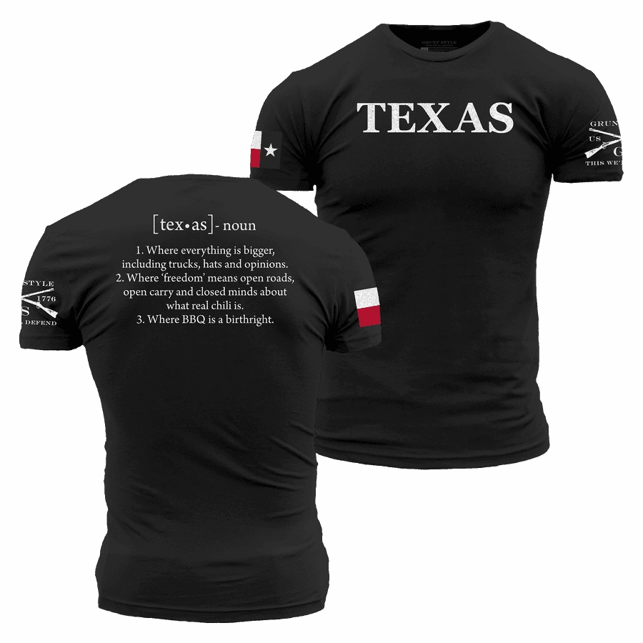 Texas Defined Open Carry T-Shirt - Black Simple Wear