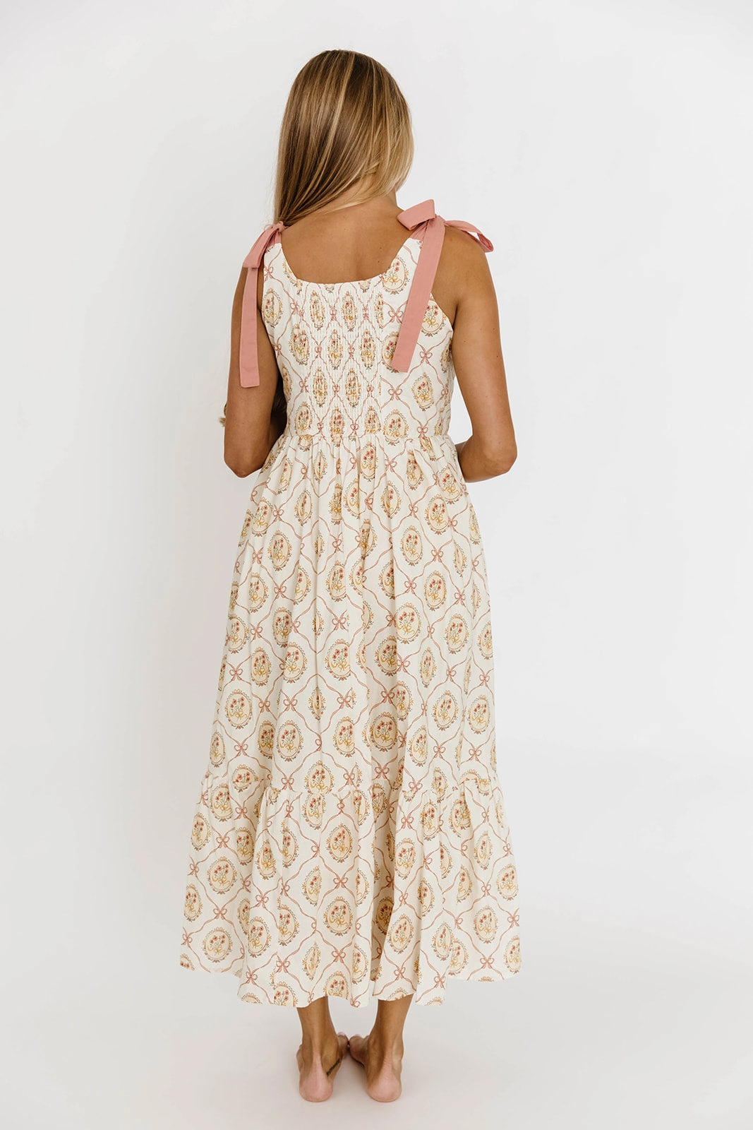 Draped Layer Mandi Floral Basque Maxi Dress in English Rose
