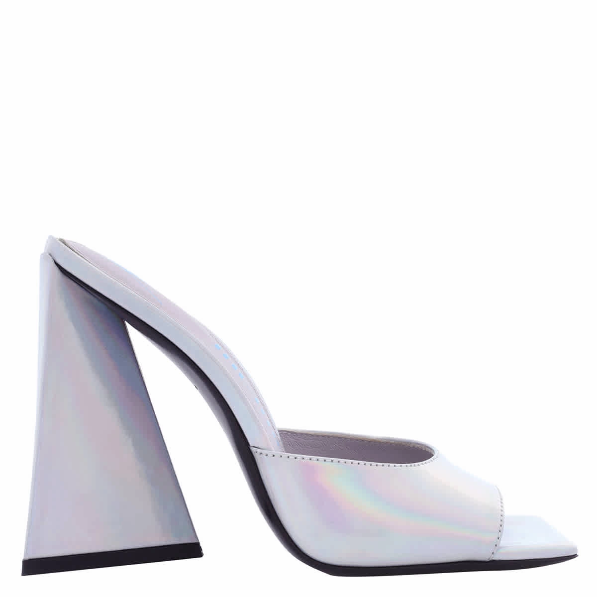 The Attico Ladies Holographic Silver Devon Mules Soft Material