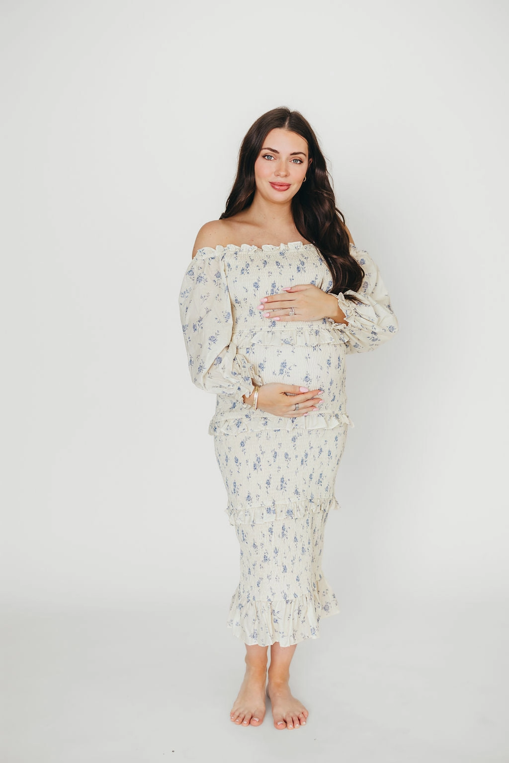 Versatile Touch Crisp Look The Chloe Midi Dress in Blue - Bump Friendly *Final-Sale*