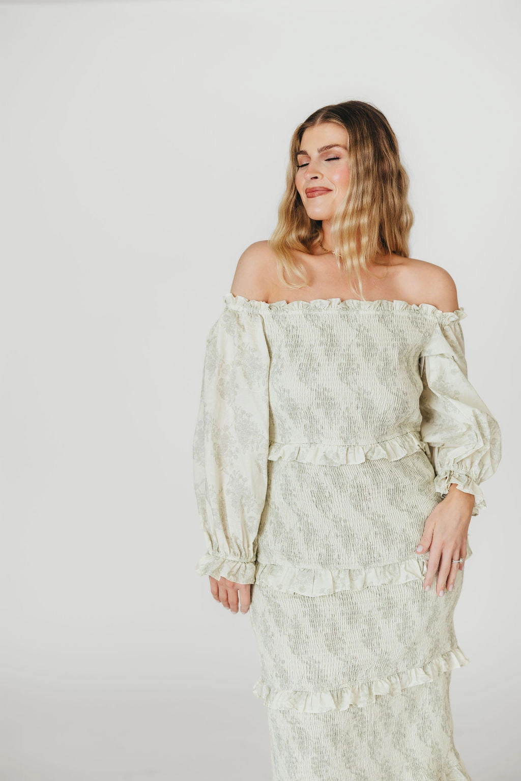 The Chloe Midi Dress in Sage - Bump Friendly *Final-Sale* bold appearance Embroidered-Detail