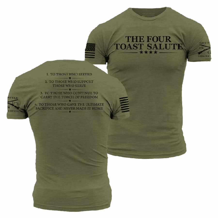 The Four Toast Salute T-Shirt - Military Green college