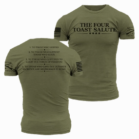 The Four Toast Salute T-Shirt - Military Green MinimalistDesign Sustainable Fibers