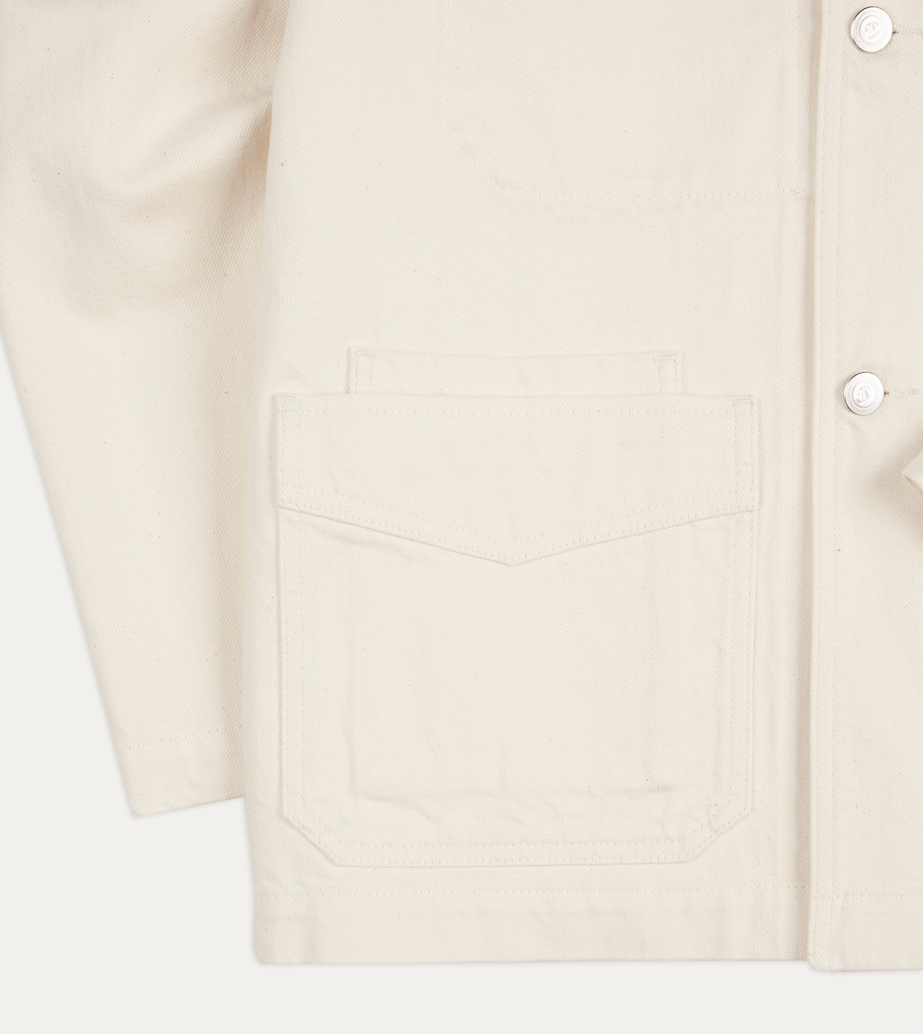 Ecru Selvedge Denim Five-Pocket Chore Jacket Moisture Wicking Layer Refined Casual