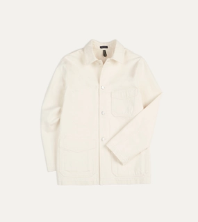 Tear Resistant suitable for video shooting Ecru Selvedge Denim Five-Pocket Chore Jacket