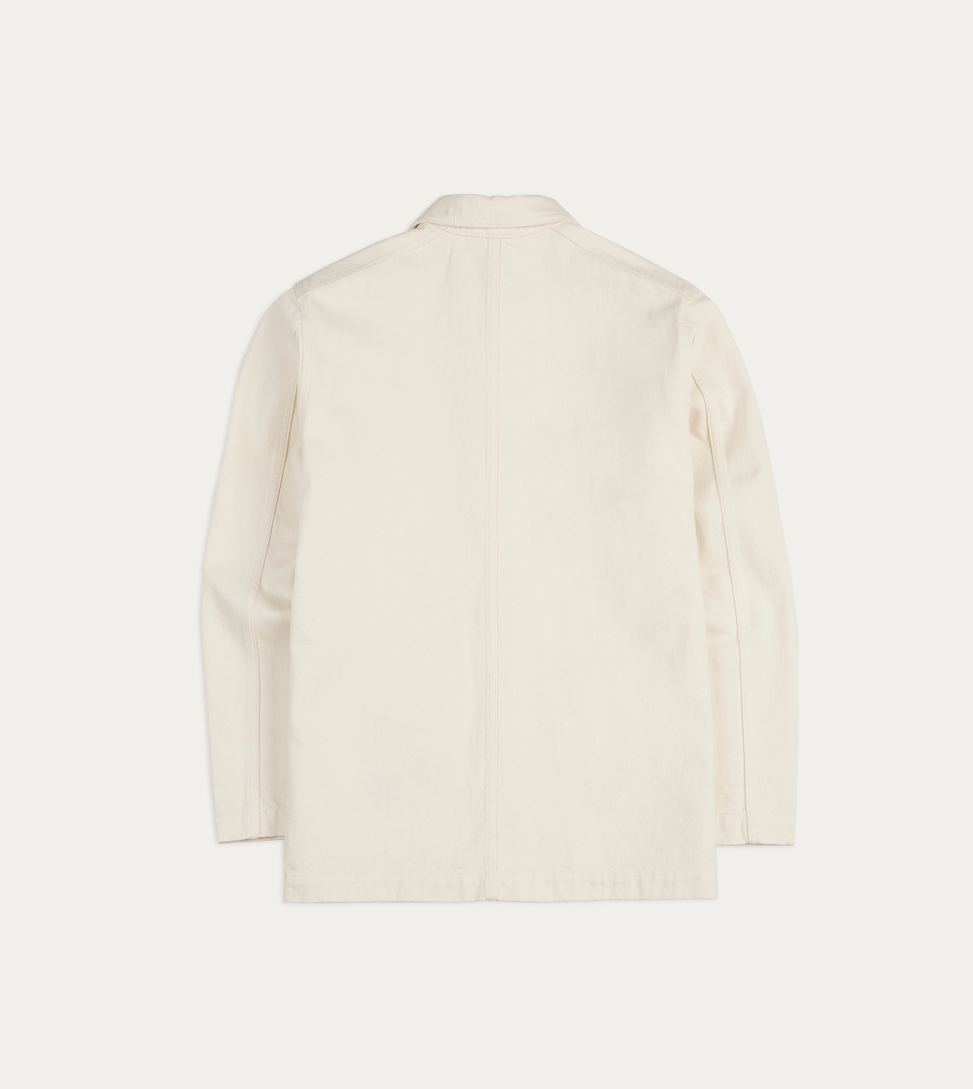 Ecru Selvedge Denim Five-Pocket Chore Jacket Winter Comfort Ornamental