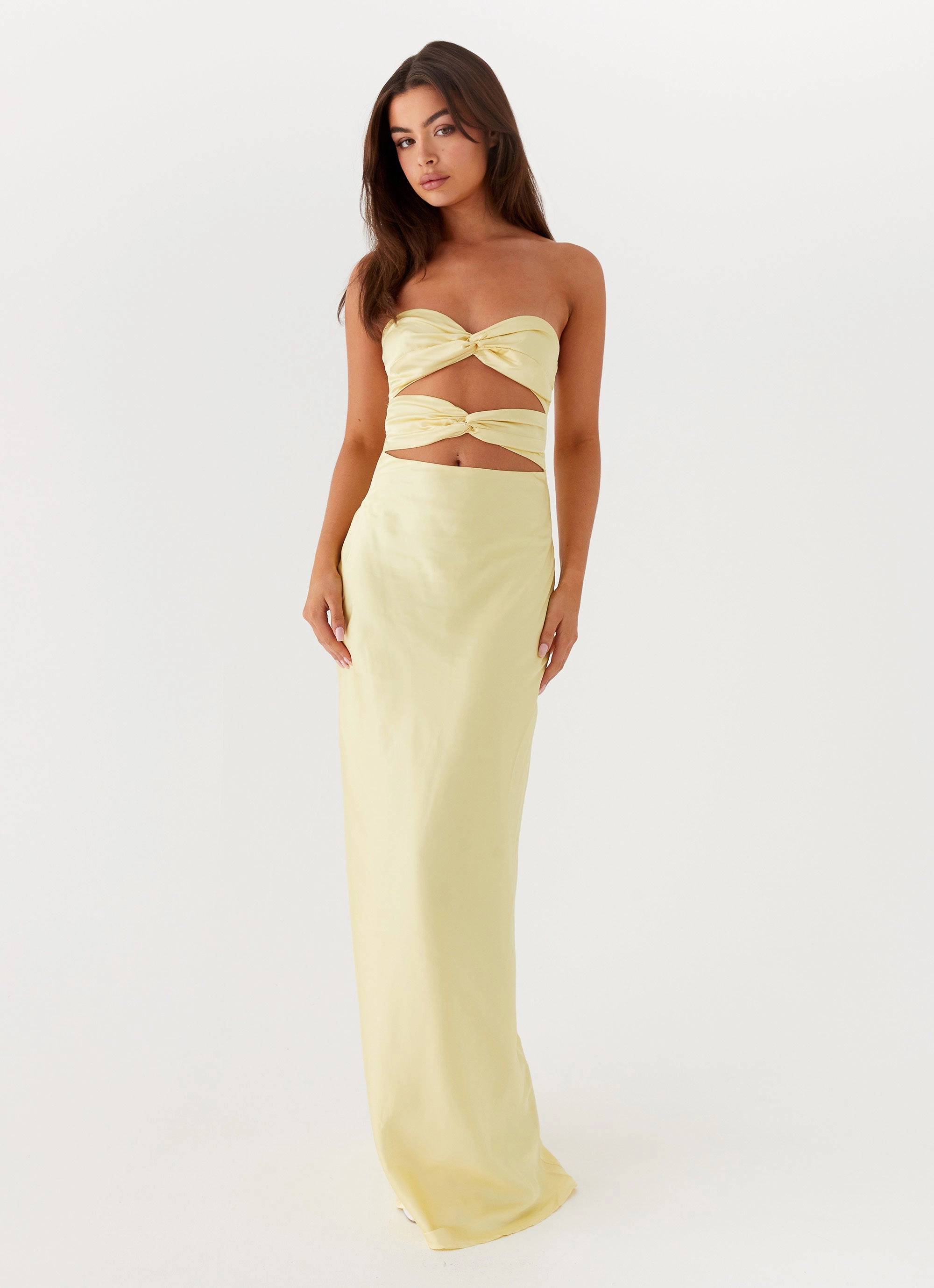 Skin-friendly Tianna Strapless Maxi Dress - Yellow