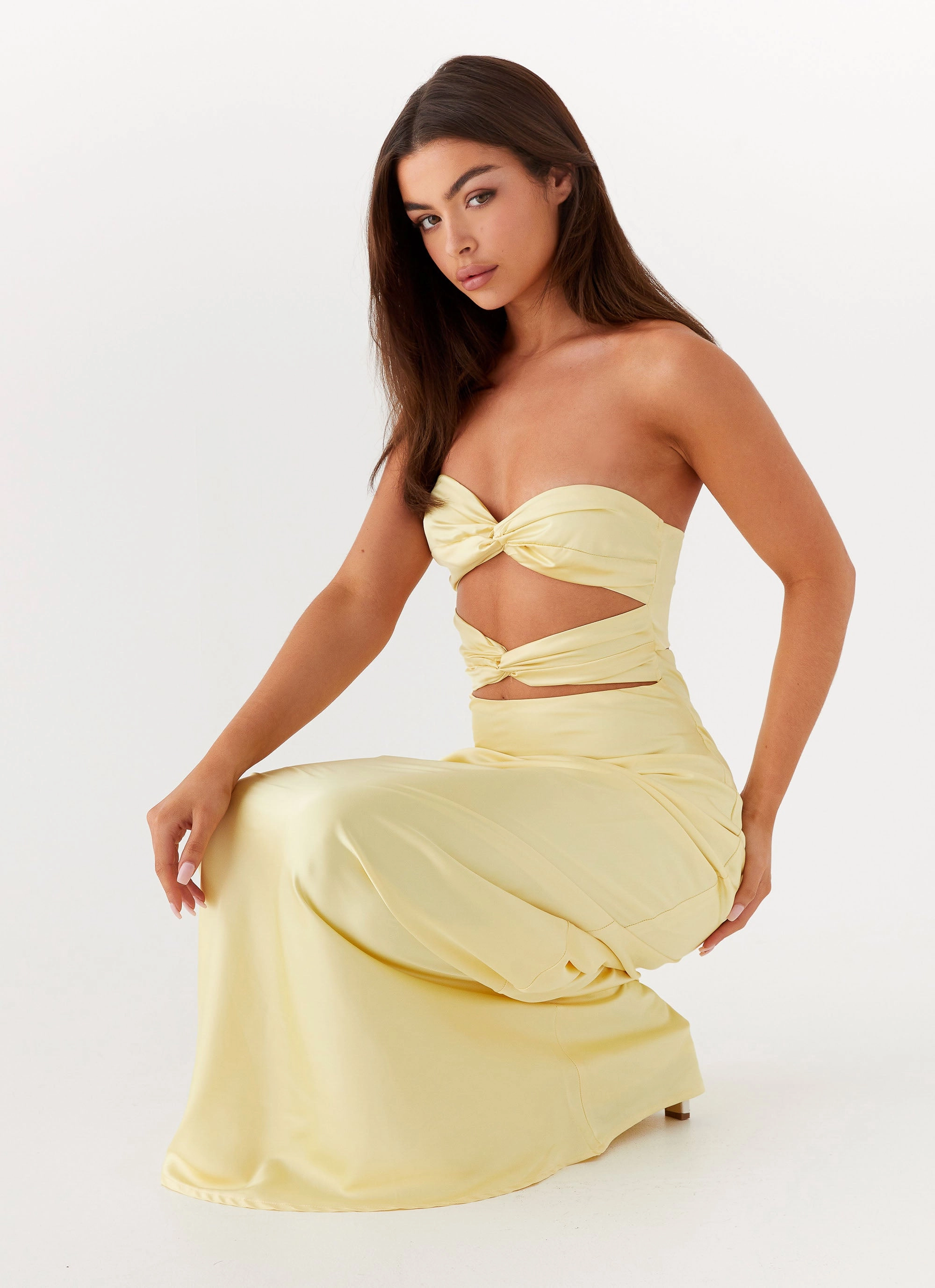 Tianna Strapless Maxi Dress - Yellow Breezy Fit