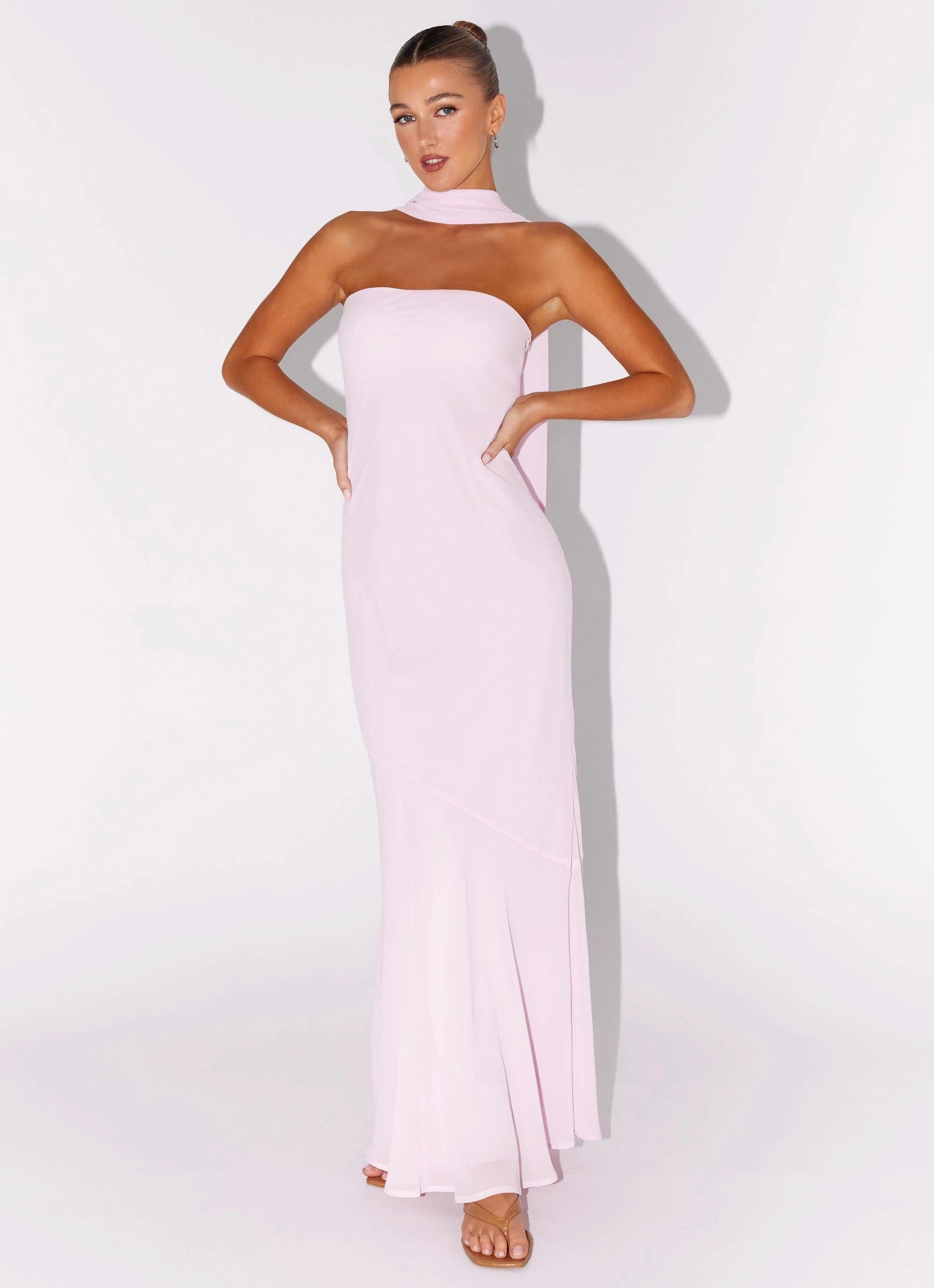 Under The Pagoda Maxi Dress - Pink A Line Cut