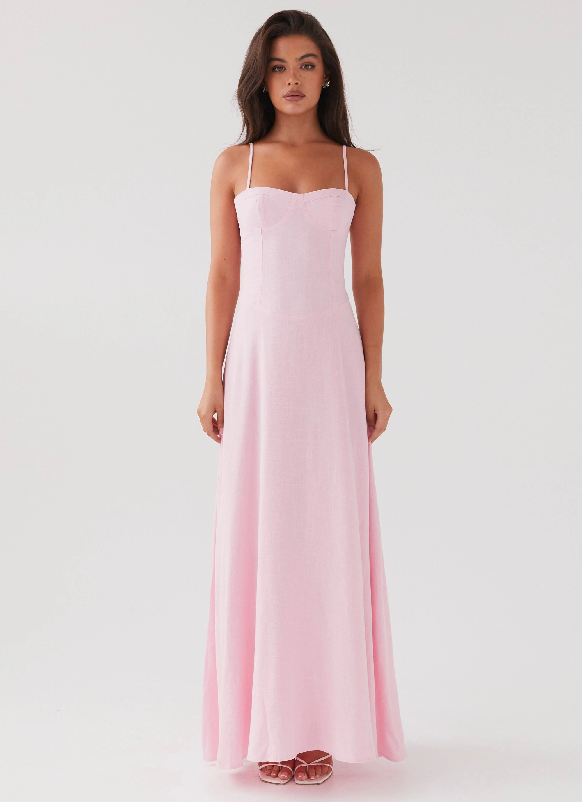 Day Glow Feminine Line Angelina Linen Maxi Dress - Pink Petal