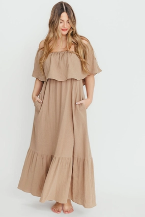Resort Vibes Luxe Fabric Josie 100% Cotton Maxi Dress in Dry Thyme - Bump & Nursing Friendly *Final-Sale*