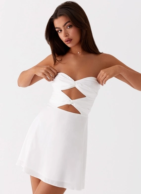 Taga Twist Mini Dress - White Everyday Ready