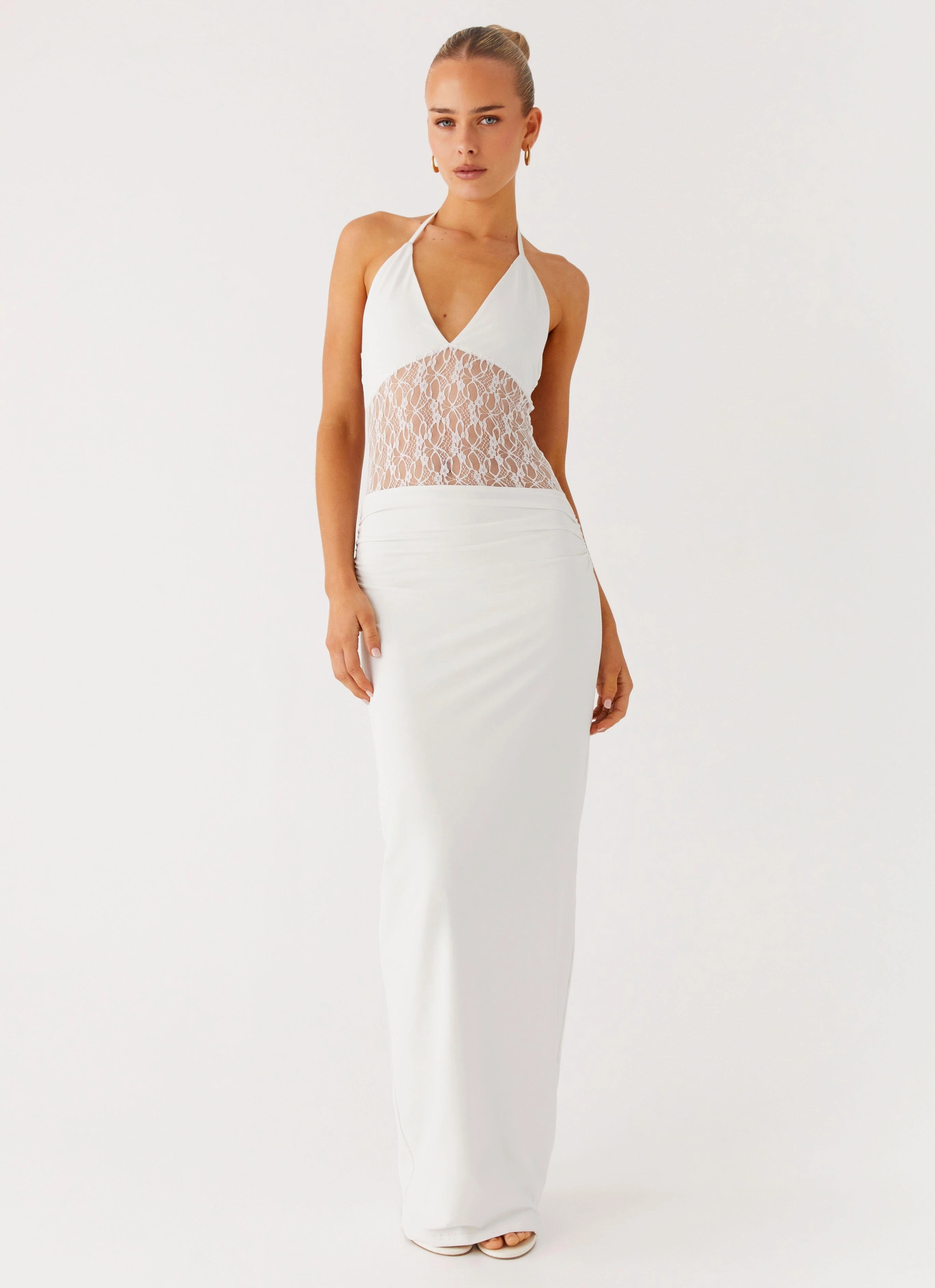 Enchant Lace Maxi Dress - Ivory Fresh Glow polka-dot
