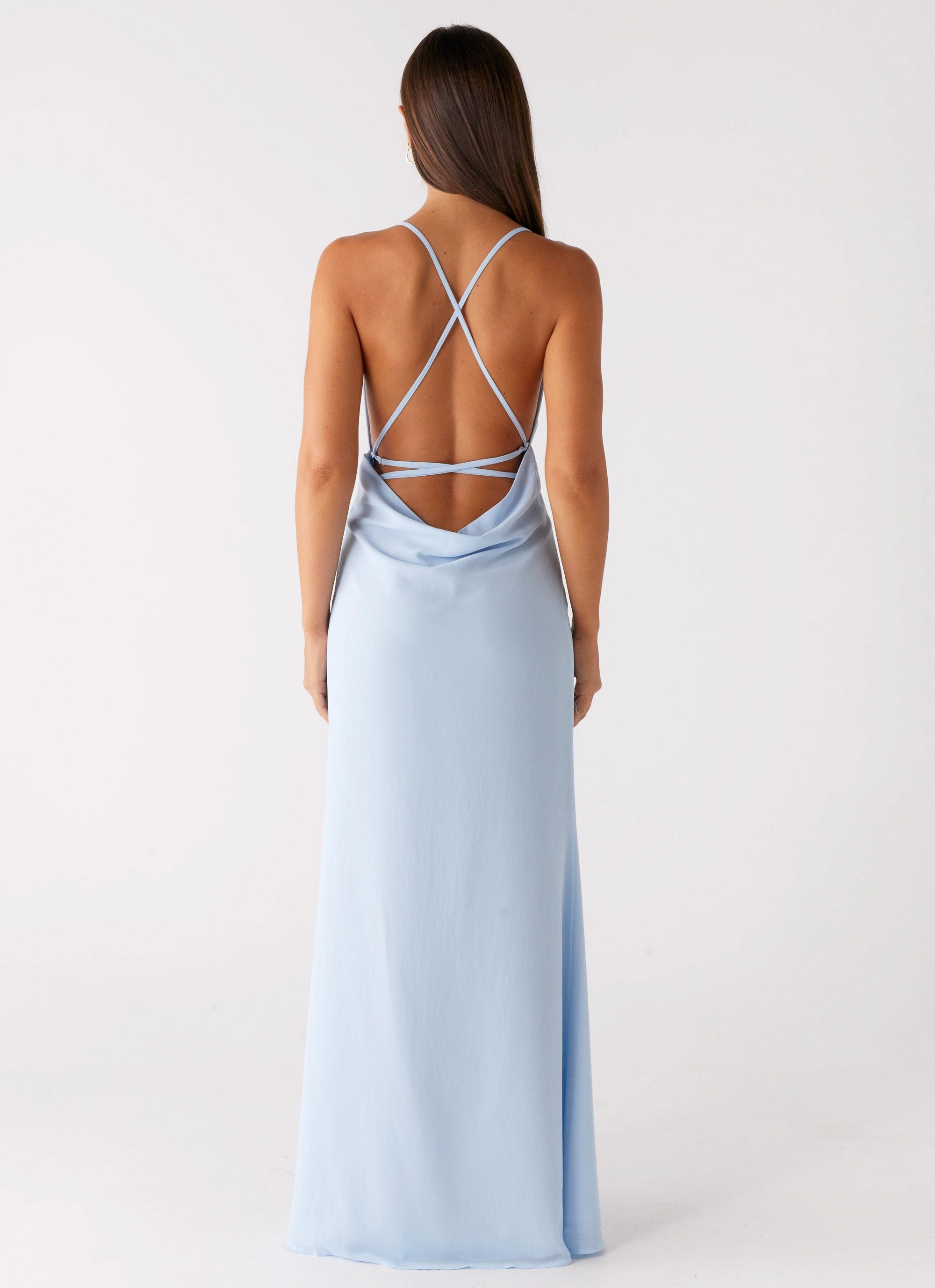 Crinkle Effect First Class Maxi Dress - Blue
