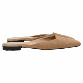 Flexible Soles Toteme Flat Mules in Beige Cashmere