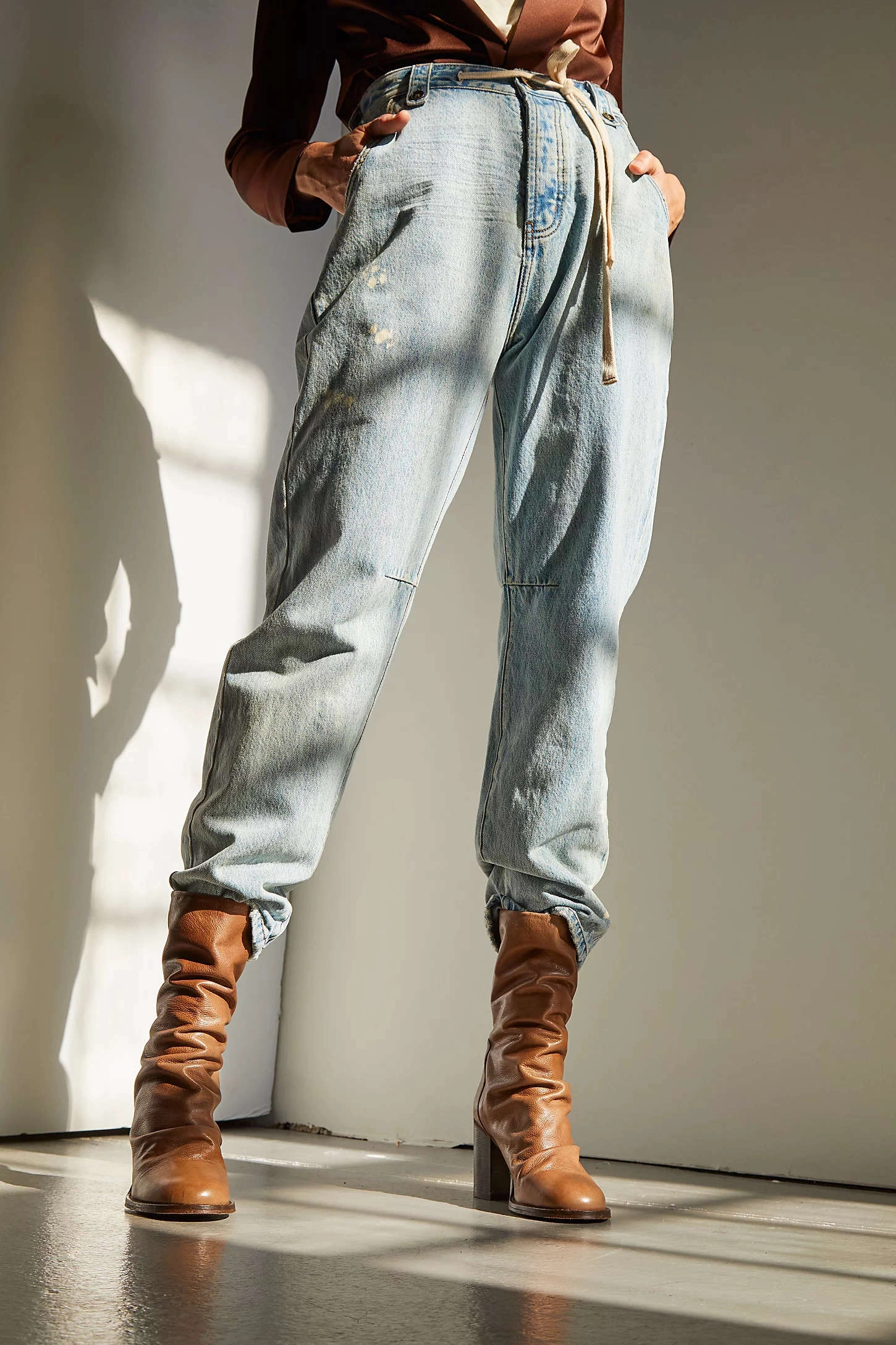 Field Travel Free People Shoes Elle Block Heel Boot in Mushroom