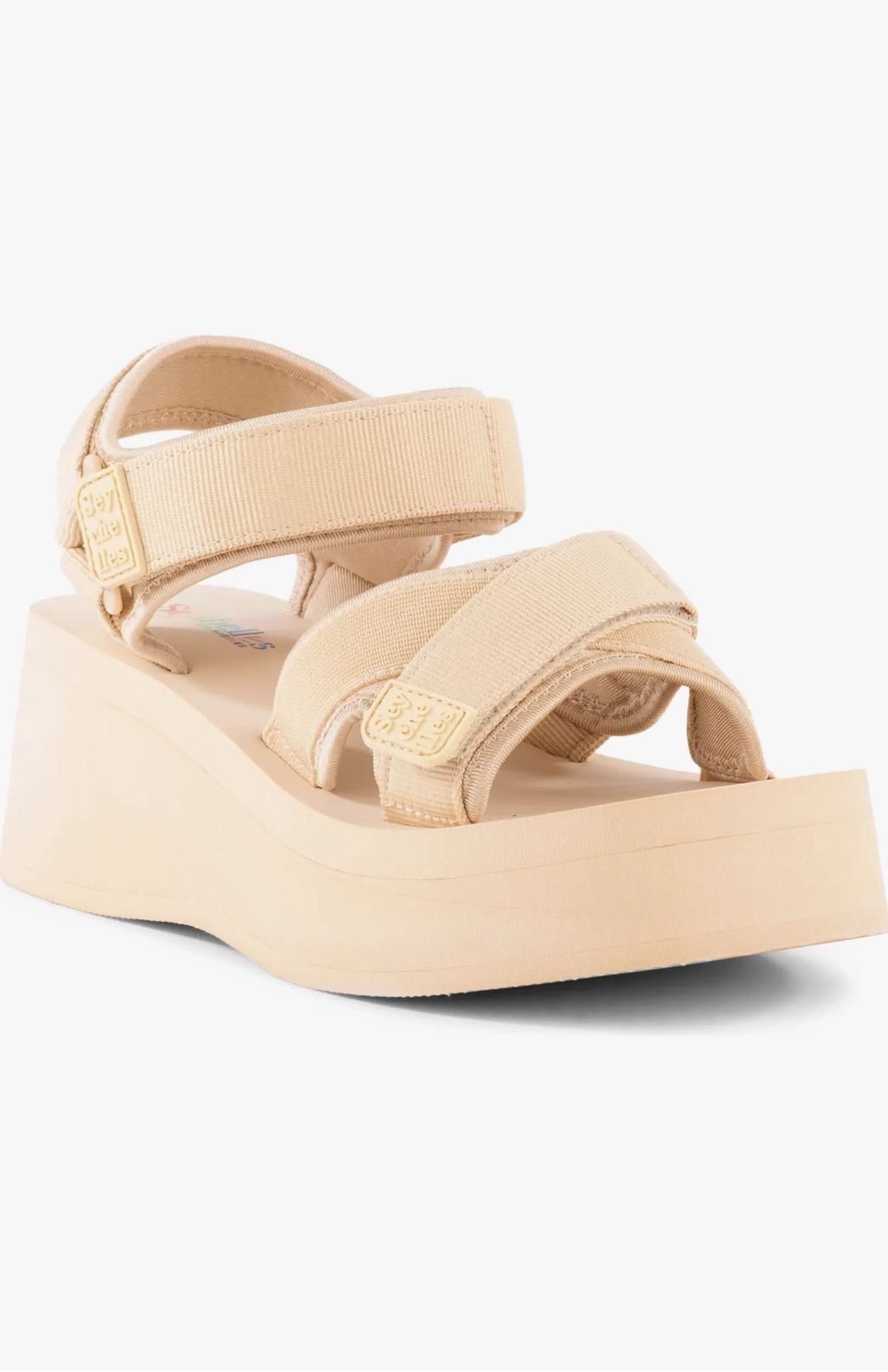 Seychelles Serenade Nylon Platform Sandals in Beige Sporty Design Outdoor Ready Design