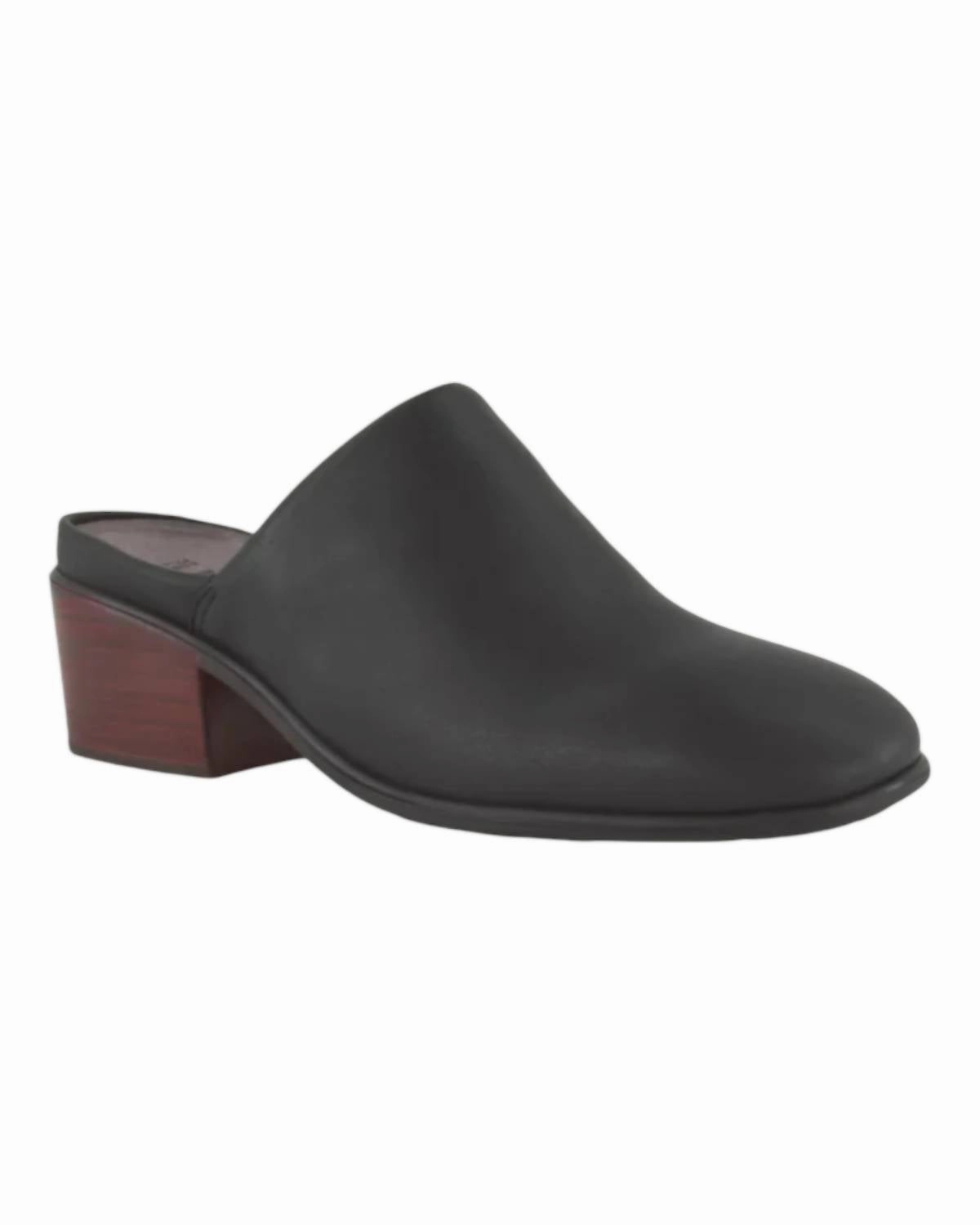 Women's Dedicate Mule In Black Strap Design Effortless Slip-Ons