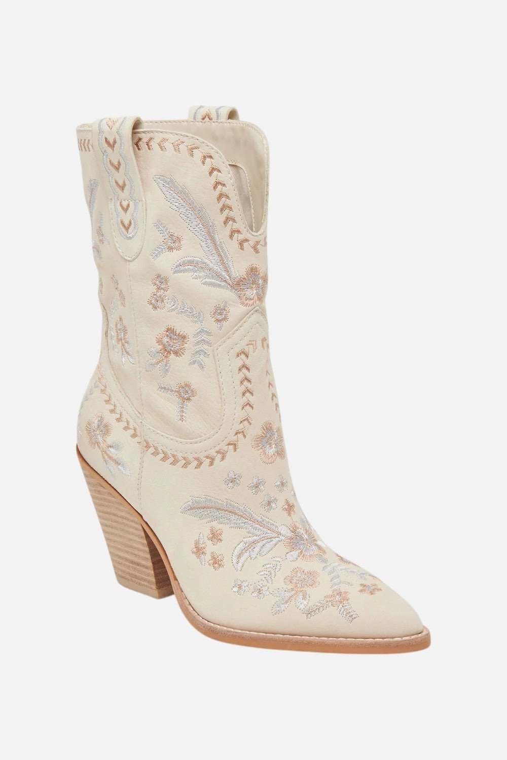 Anti Abrasion Low Top Style Dolce Vita Jessey Floral Boots in Creme Nubuck