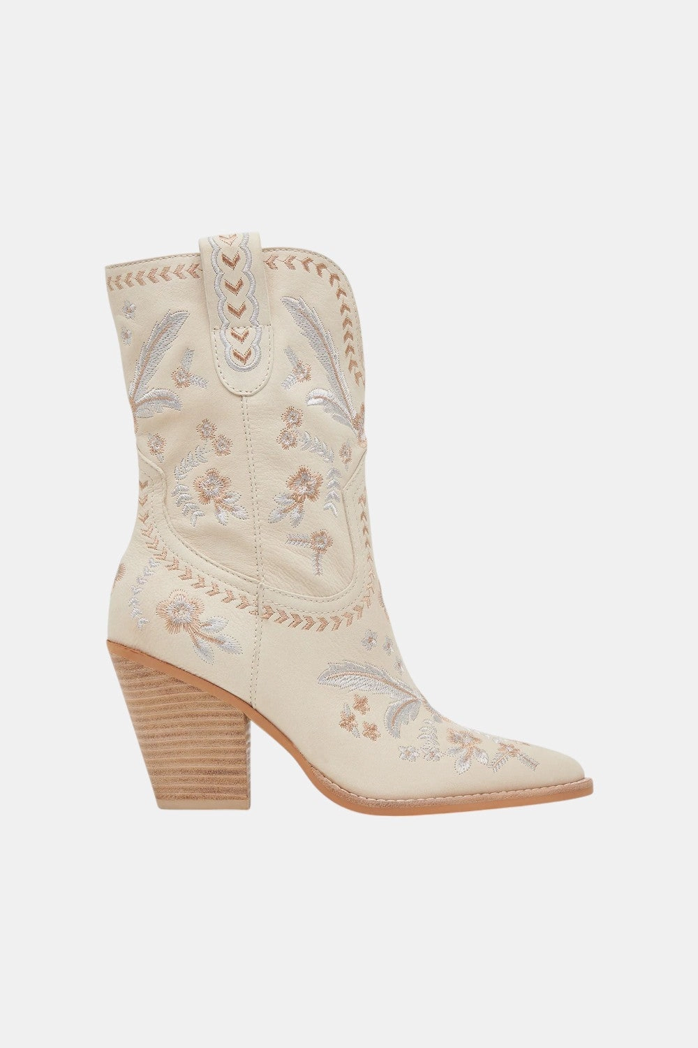 Fashion Heels for Fall Dolce Vita Jessey Floral Boots in Creme Nubuck