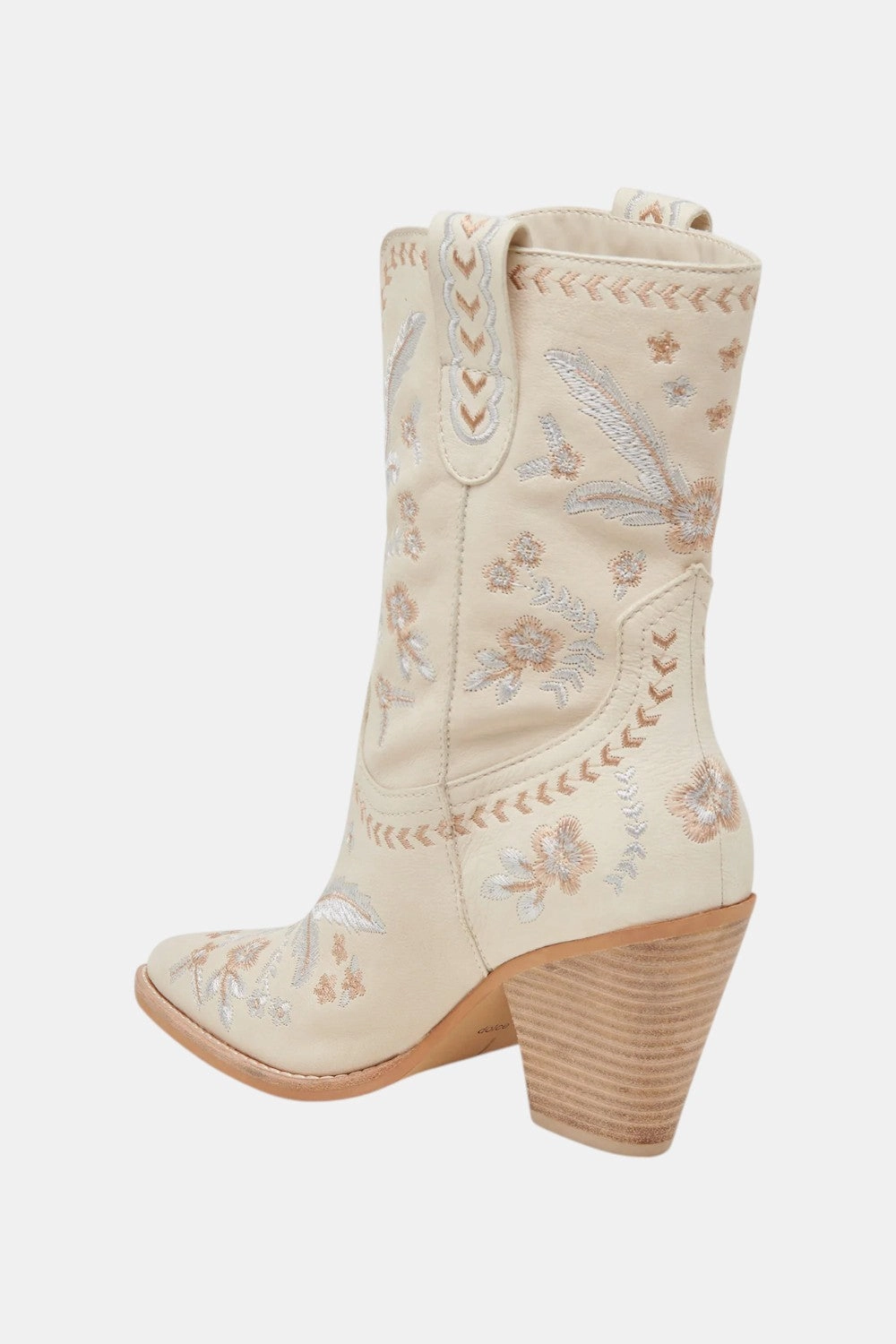 Dolce Vita Jessey Floral Boots in Creme Nubuck Comfortable Stilettos
