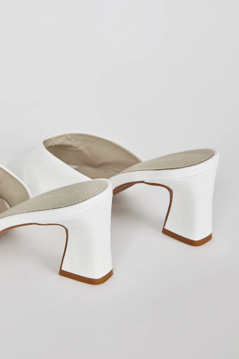 Intentionally Blank Fair Heels in White Low Heel Removable Footbed