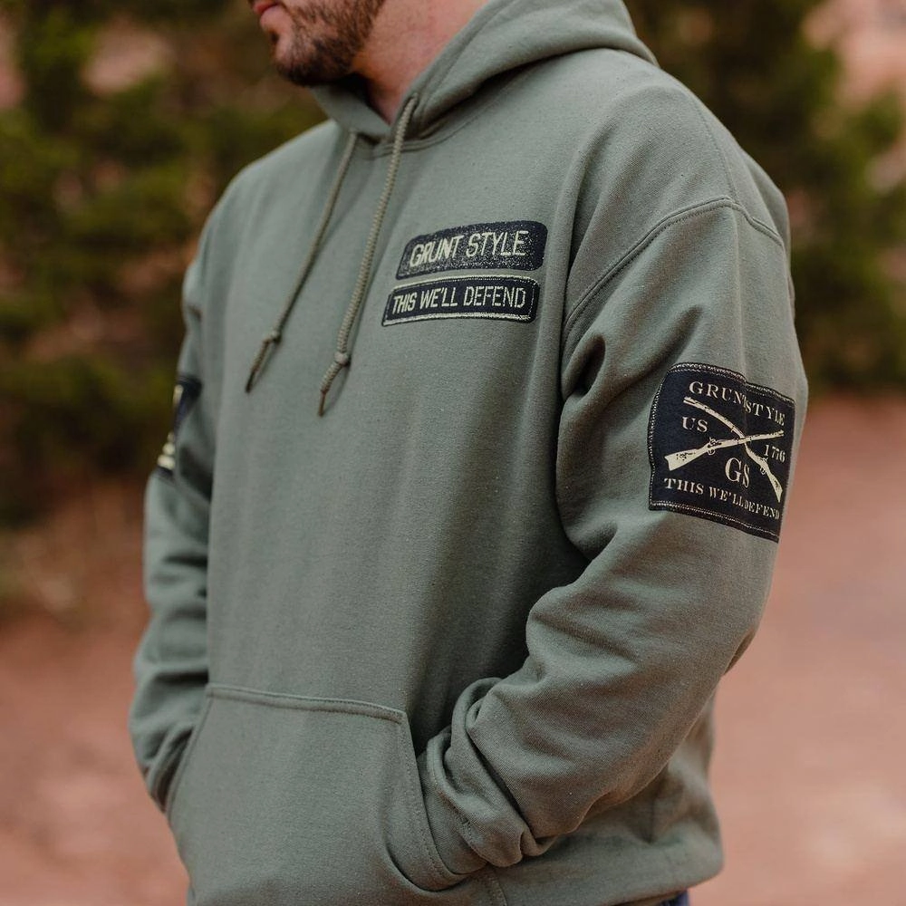 silk blend Sports Apparel Name Tape Hoodie - Military Green