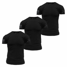 Basic T-Shirts - Black - 3 Pack Breathable Design Anti-pilling