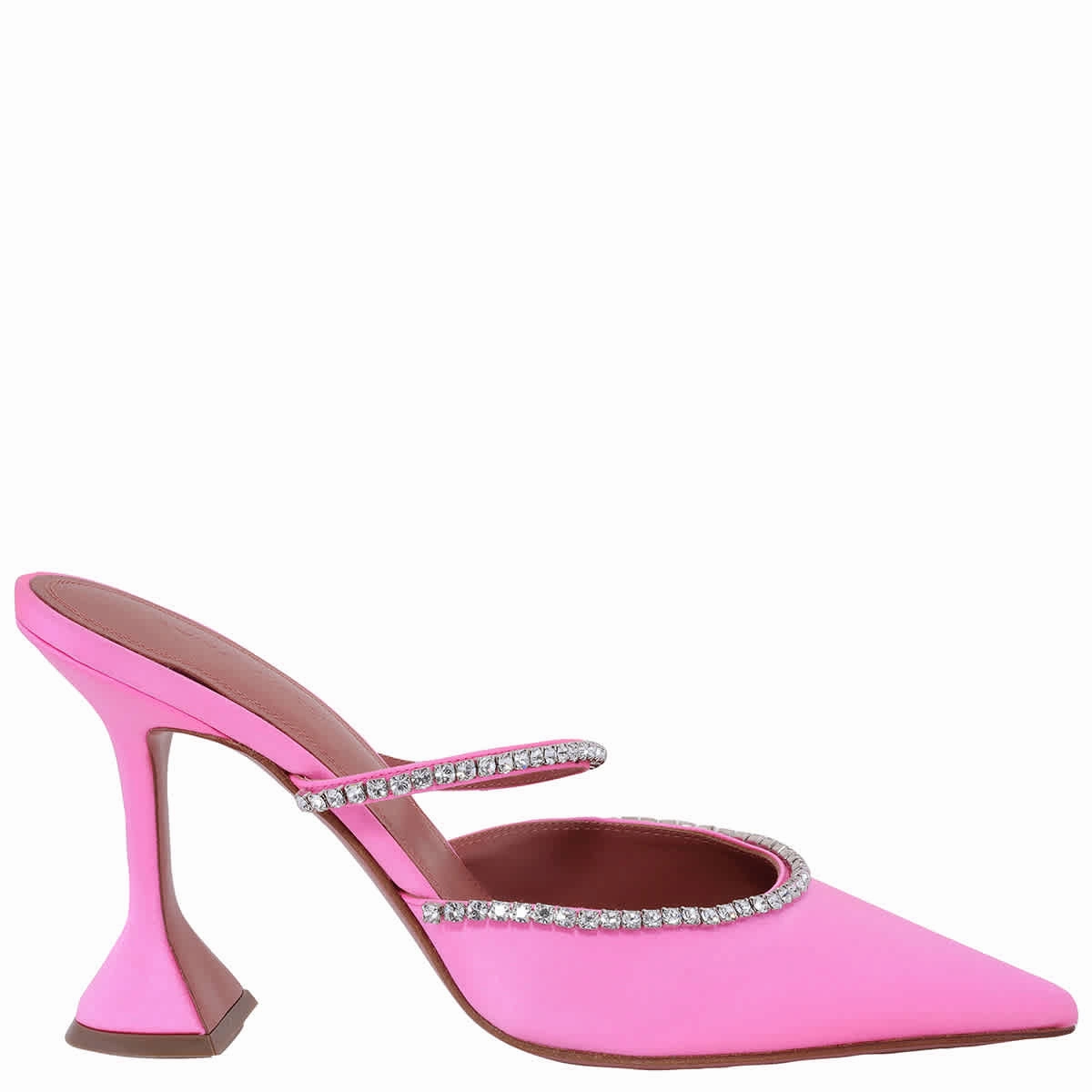 Amina Muaddi Gilda Pointed-Toe Satin Mules Classic Comfort Simple Step-On