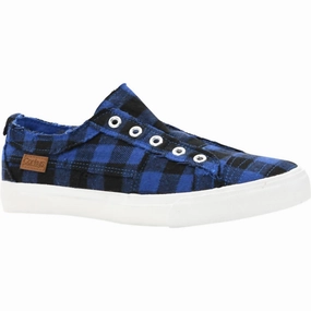 Women's Babalu Canvas Shoes In Blue Plaid ReinforcedToe