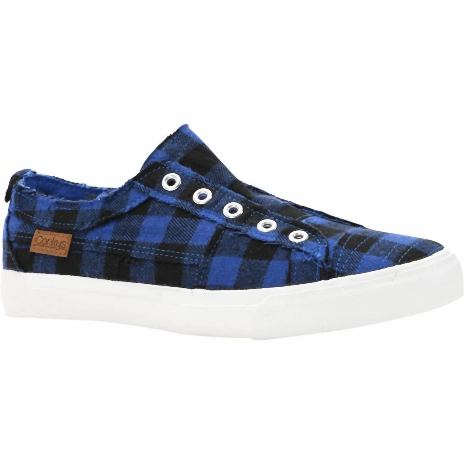 Strong Stitching High Comfort Women's Babalu Canvas Shoes In Blue Plaid